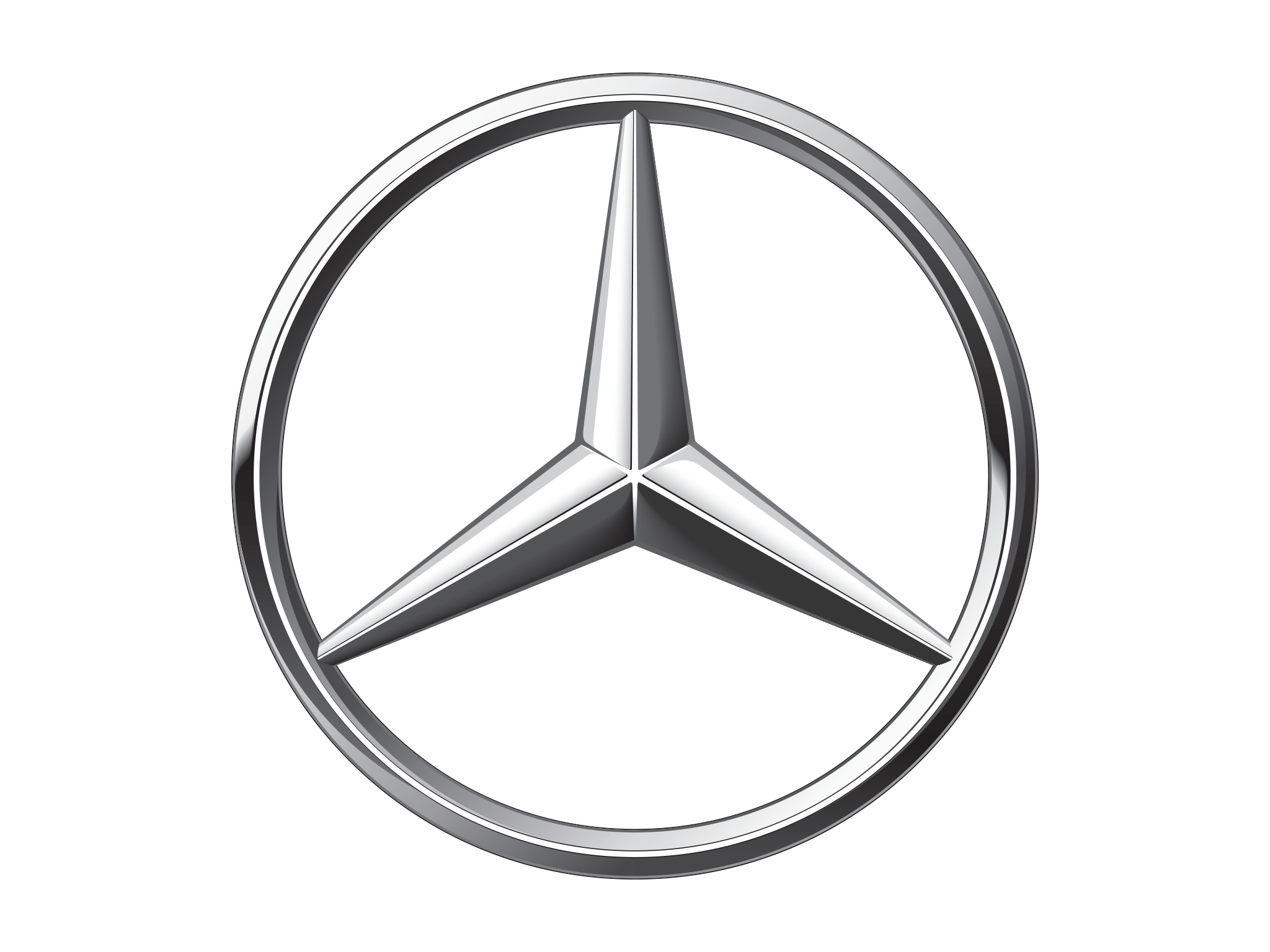 Logo Mercedes-Benz en étoile à trois branches sur fond blanc.