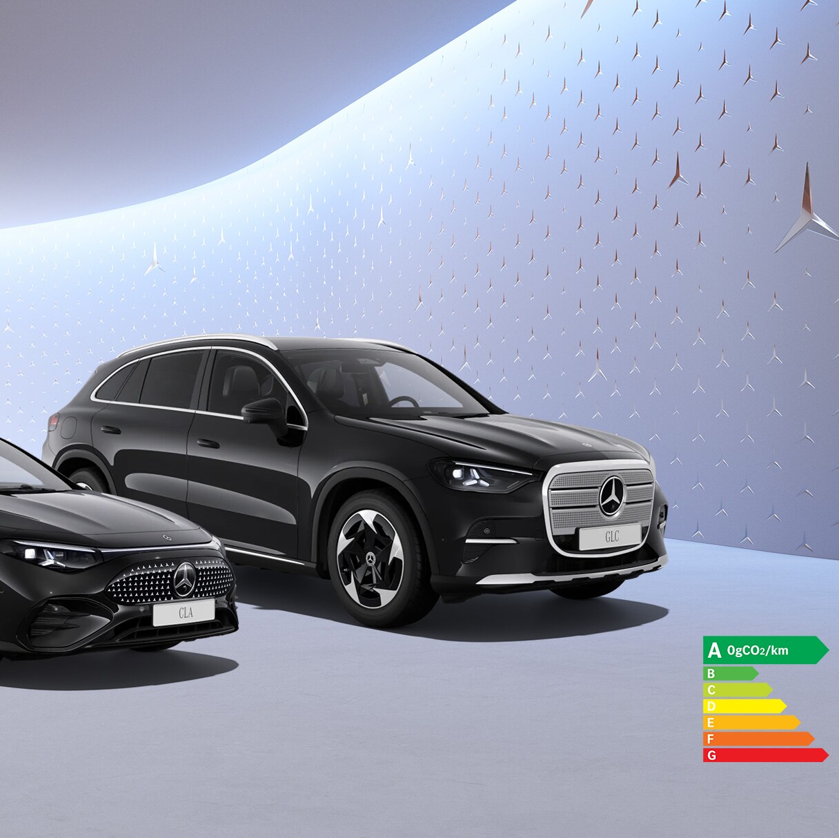 Véhicules entièrement électriques de Mercedes-EQ dans une vue avant.
