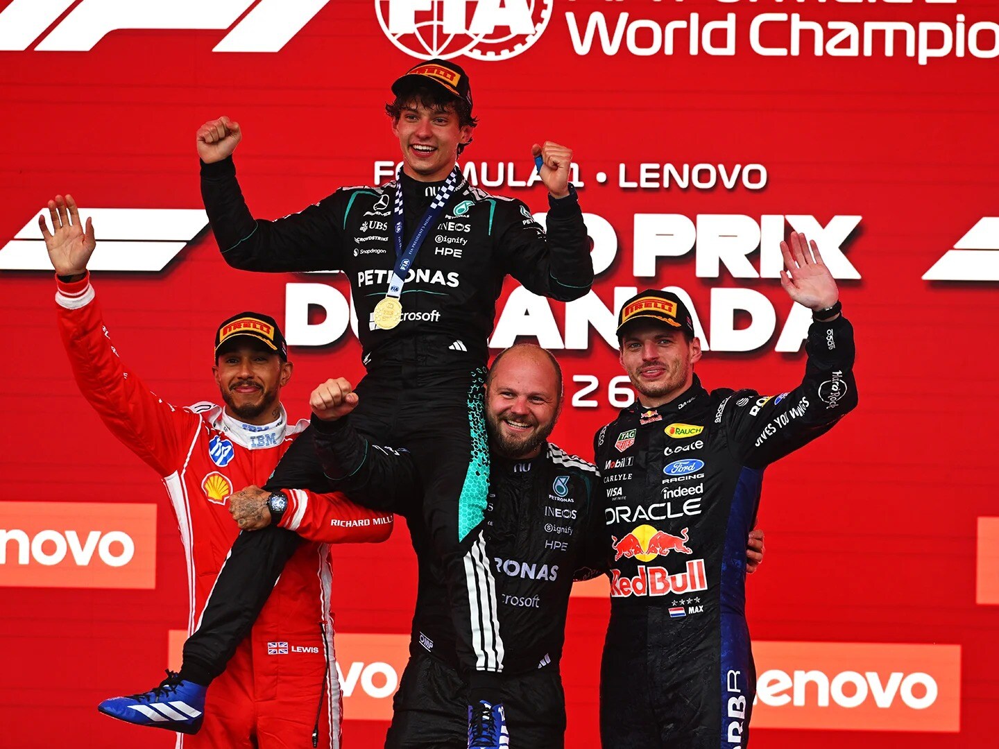 Célébration de Mercedes et le 300e podium de l’écurie depuis 2010.
