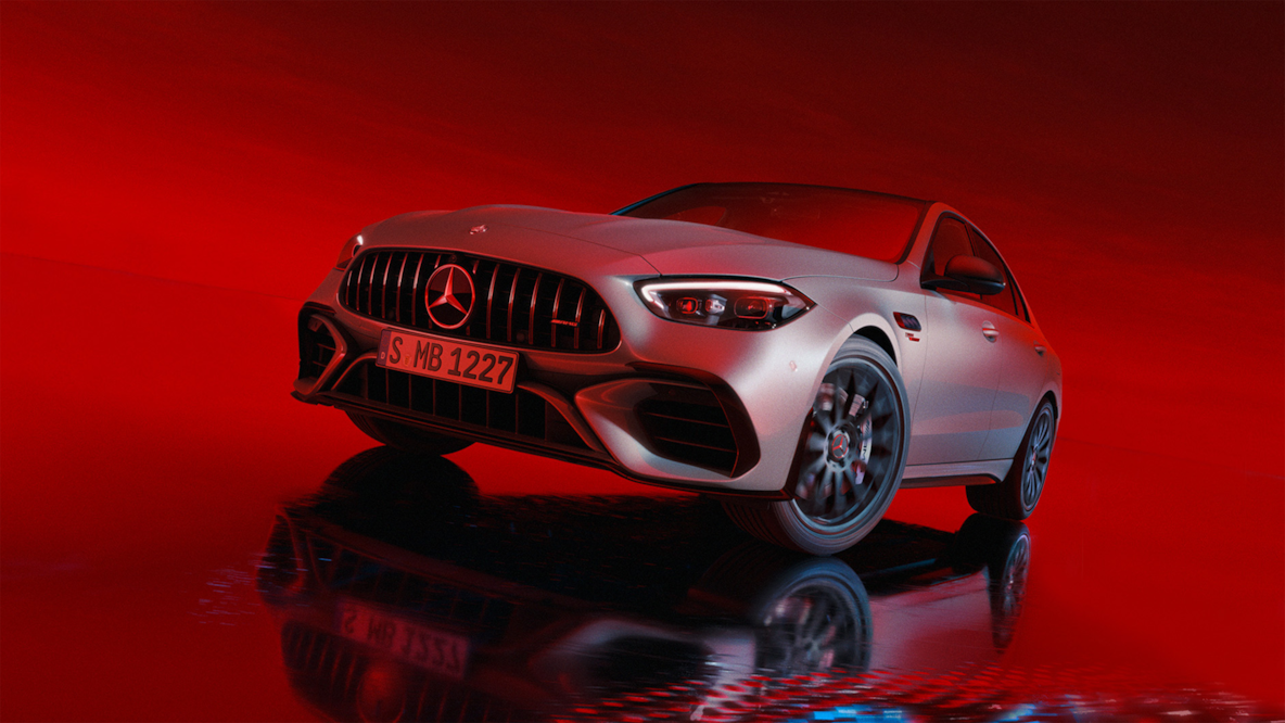 Gros plan sur la Mercedes-AMG Classe C Berline.