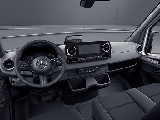 Le poste de conduite du Mercedes-Benz eSprinter fourgon avec la ligne d'équipement PRO.
