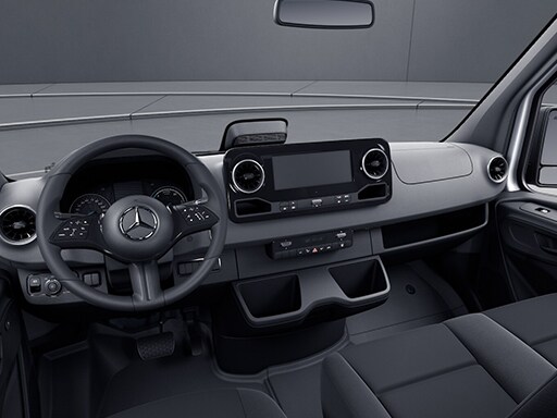 La cabine conducteur du Mercedes-Benz eSprinter châssis-cabine avec la ligne d'équipement PRO.