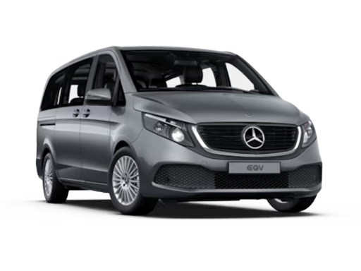 Gerbrauchte Elektrotransporter von Mercedes-Benz Vue trois quarts avant d'un Mercedes-Benz Utilitaire électrique sur fond blanc.