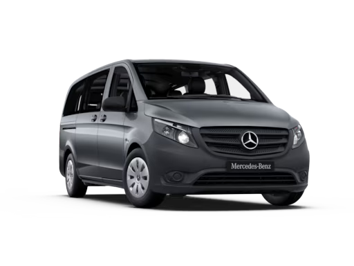 Gebrauchte Vito von Mercedes-Benz Vue trois quarts avant d'un Mercedes-Benz Vito sur fond blanc.