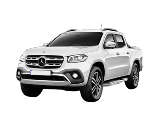 Gebrauchte X-Klasse Pickup von Mercedes-Benz Vue trois quarts avant d'un Mercedes-Benz Classe X sur fond blanc.