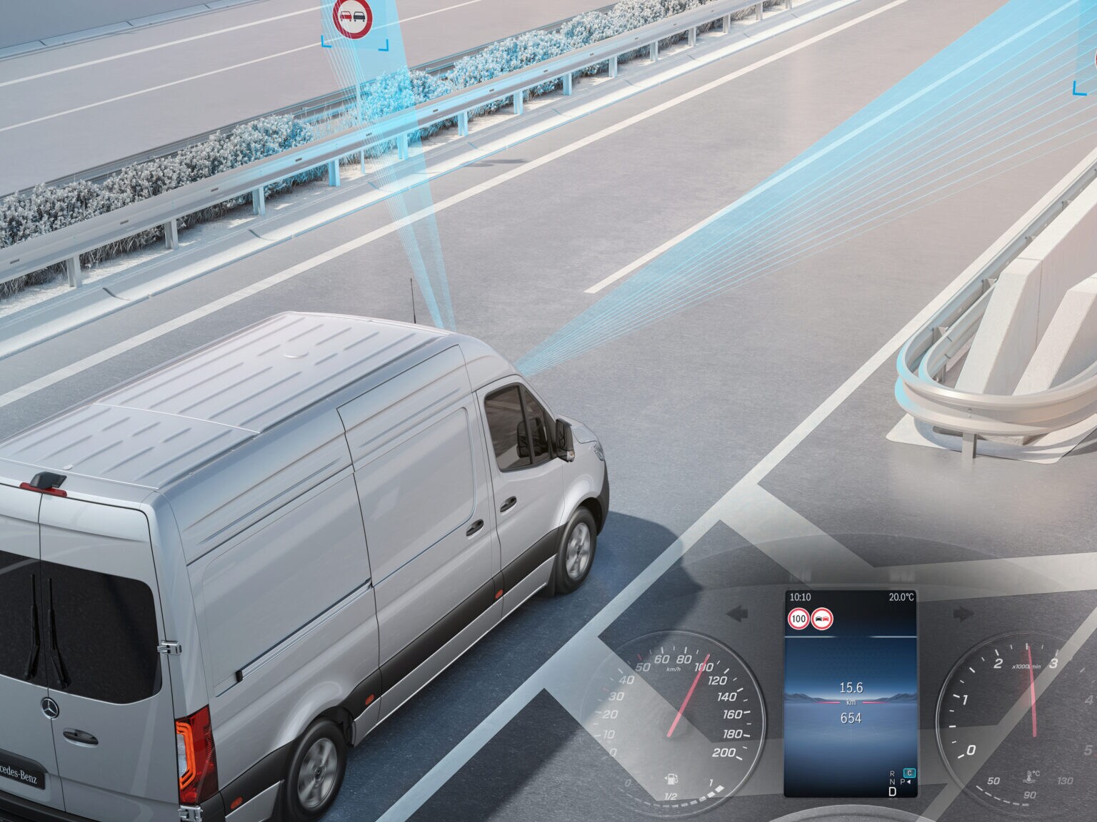 L’assistant de signalisation routière indique au conducteur les limitations de vitesse détectées et les panneaux d'interdiction d'accès ou de dépassement, ainsi que la levée de ces restrictions.
