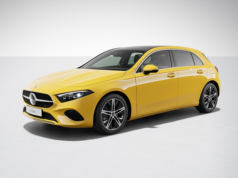 L'extérieur de la Classe A Berline compacte de Mercedes-Benz avec la ligne d'équipement Progressive.