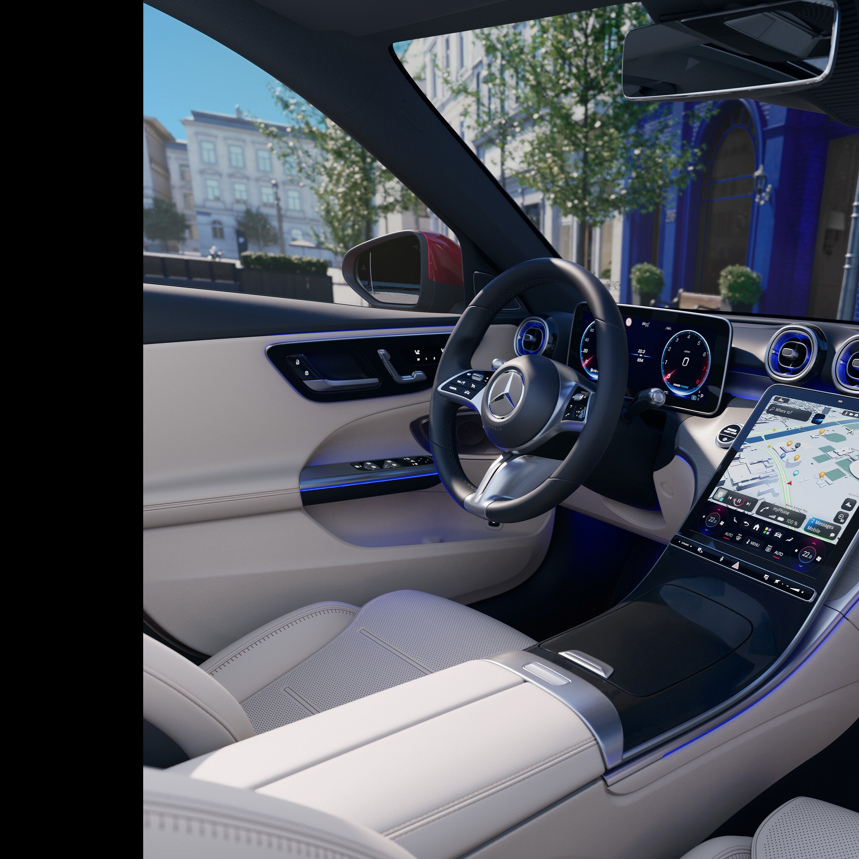 L'intérieur de la nouvelle Classe C Break de Mercedes-Benz.