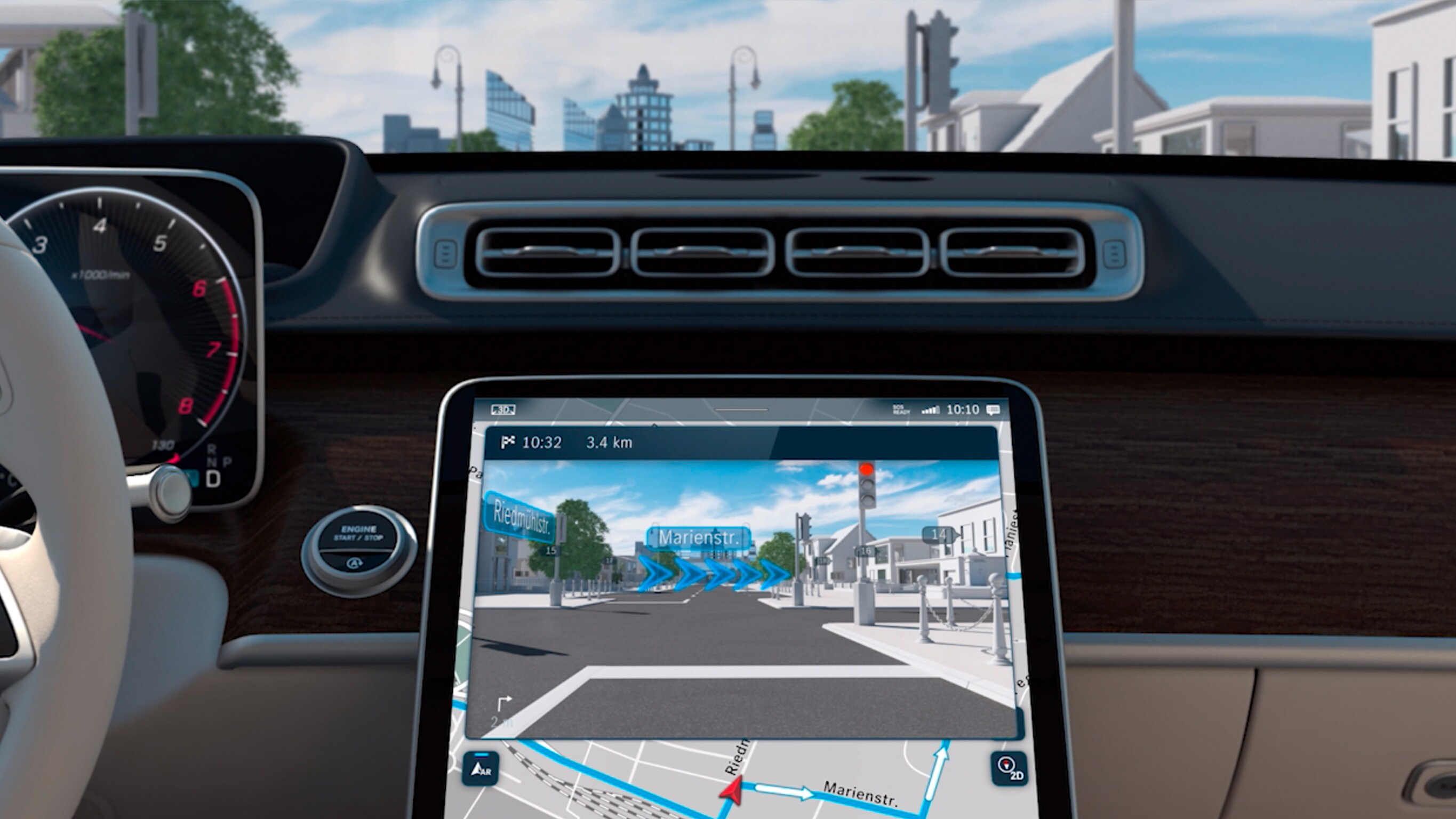 Cette vidéo montre la réalité augmentée pour la navigation MBUX.