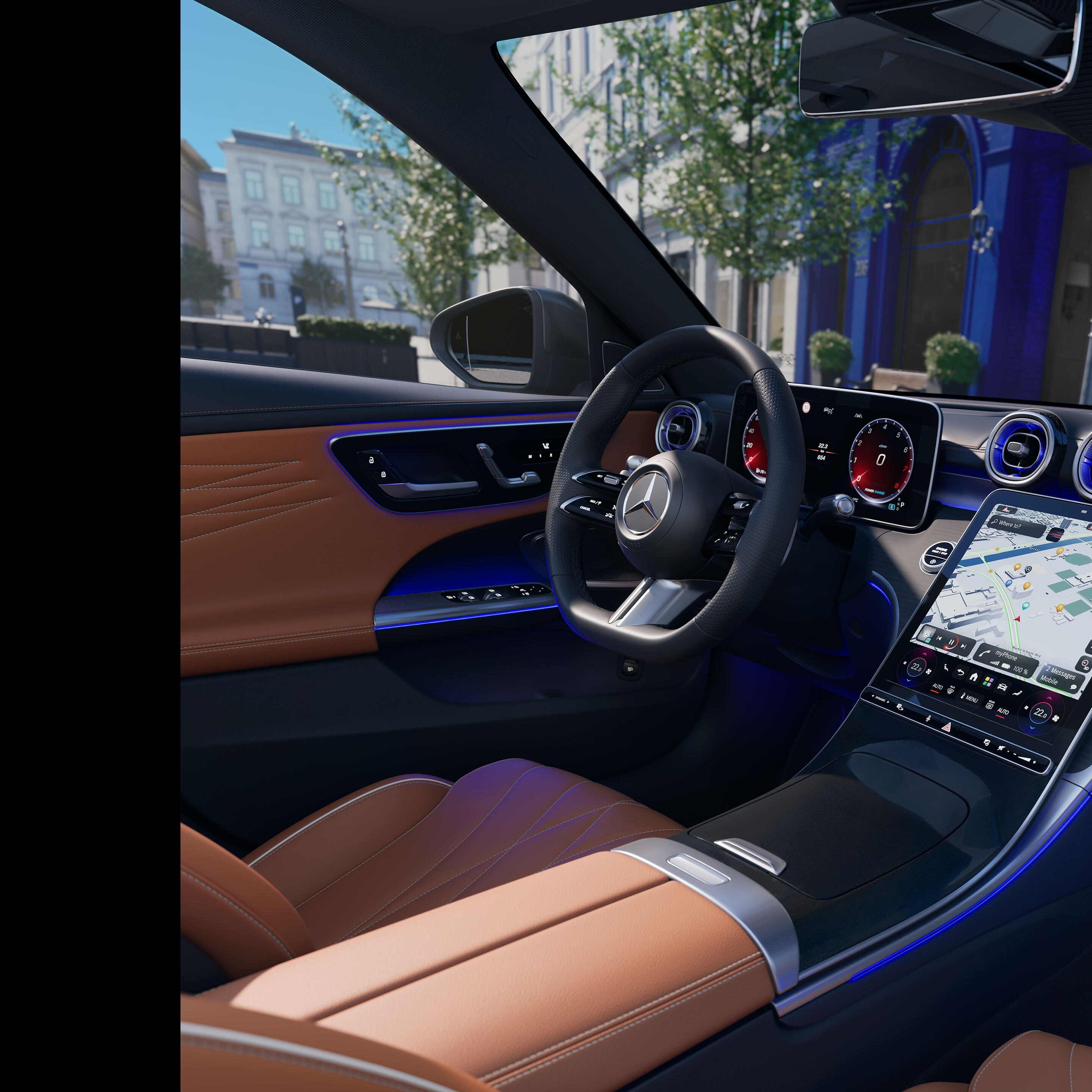 L'intérieur de la nouvelle Classe C Berline de Mercedes-Benz.
