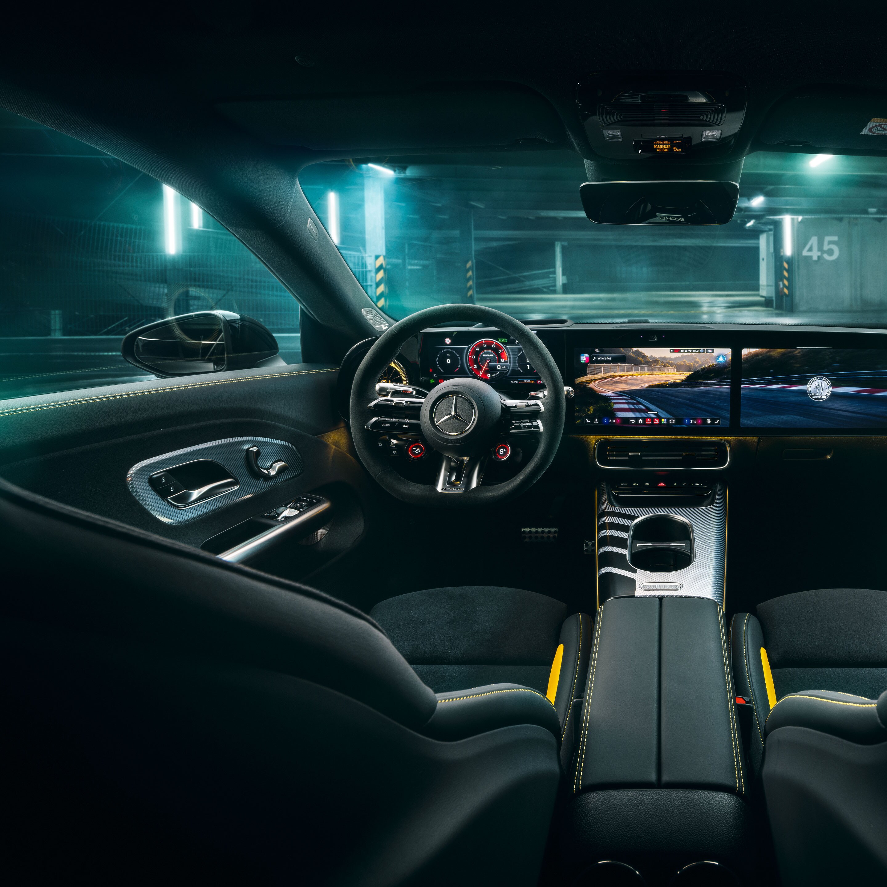 L’intérieur du tout nouveau Mercedes-AMG CLA 45 électrique 4MATIC+.