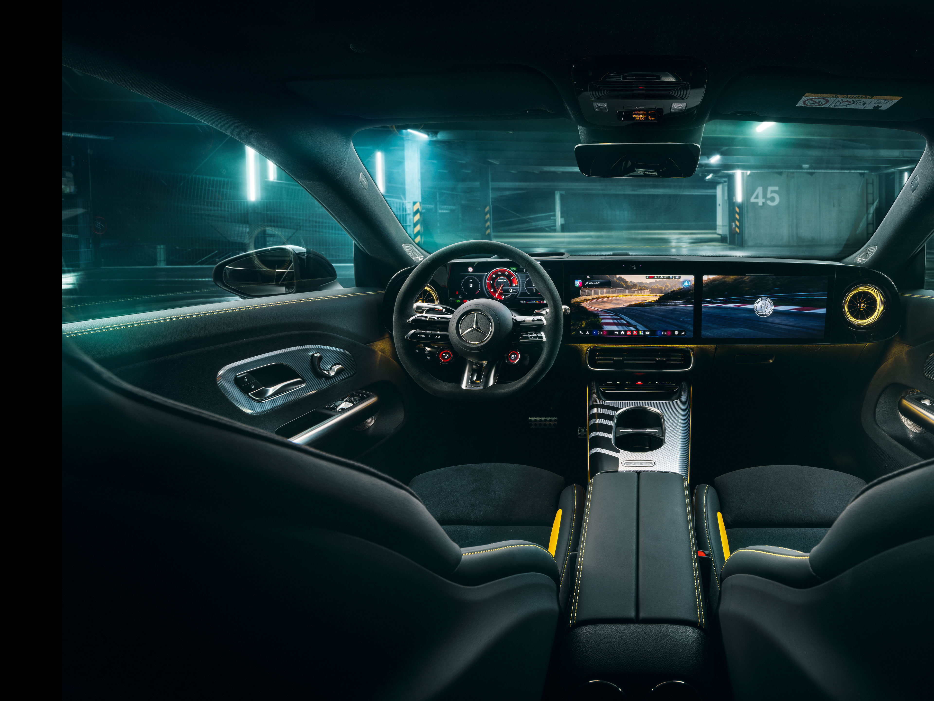 Intérieur | CLA | Mercedes-AMG L’intérieur du tout nouveau Mercedes-AMG CLA 45 électrique 4MATIC+.