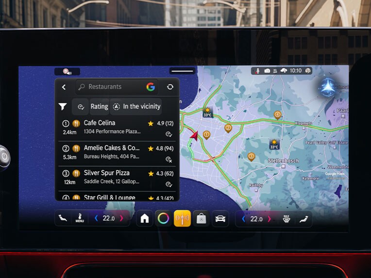 La navigation Google dans la toute nouvelle CLA de Mercedes-Benz.