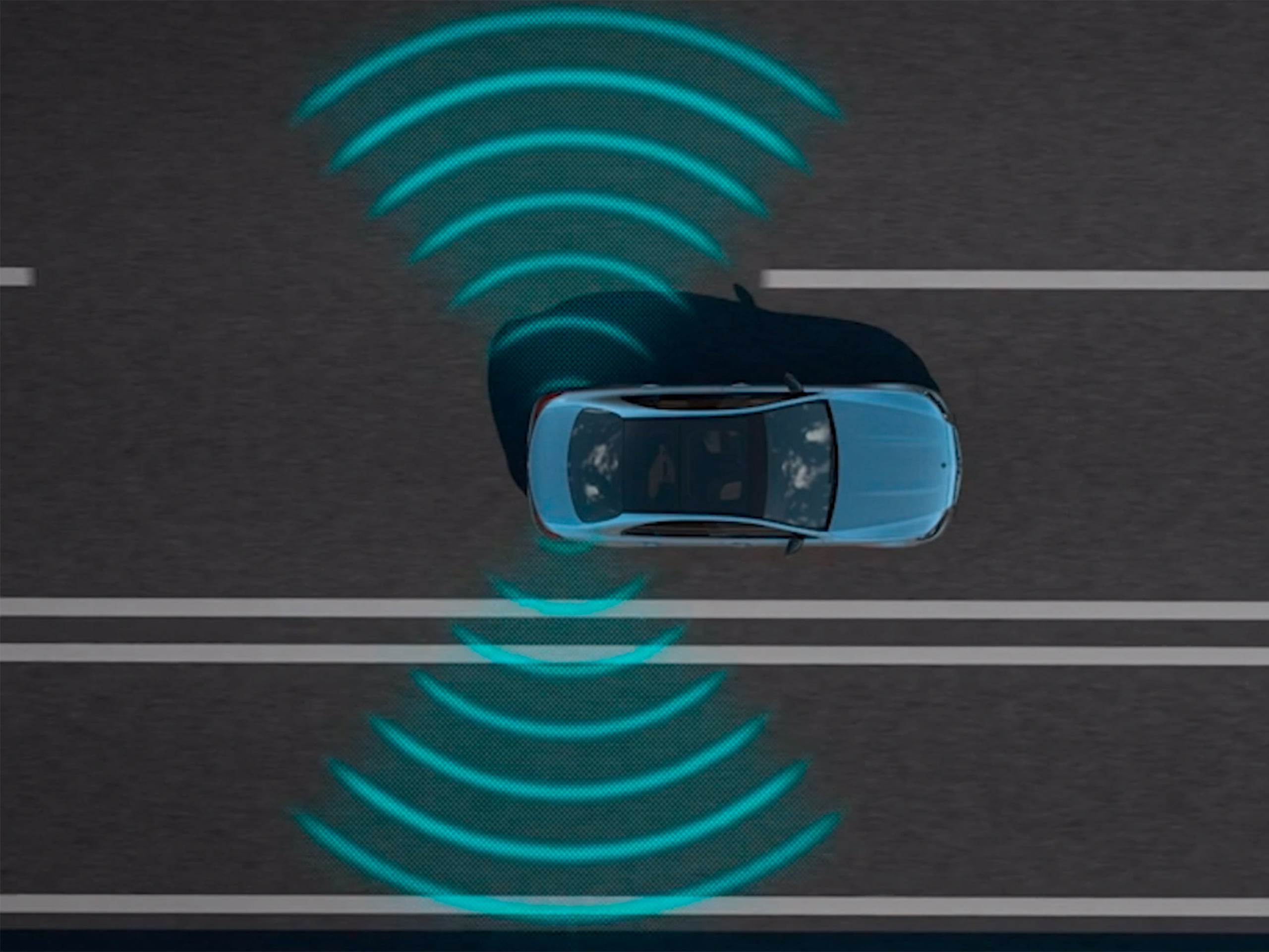 La vidéo montre le fonctionnement de l'assistant d'angle mort actif dans la Mercedes-Benz CLS Coupé.