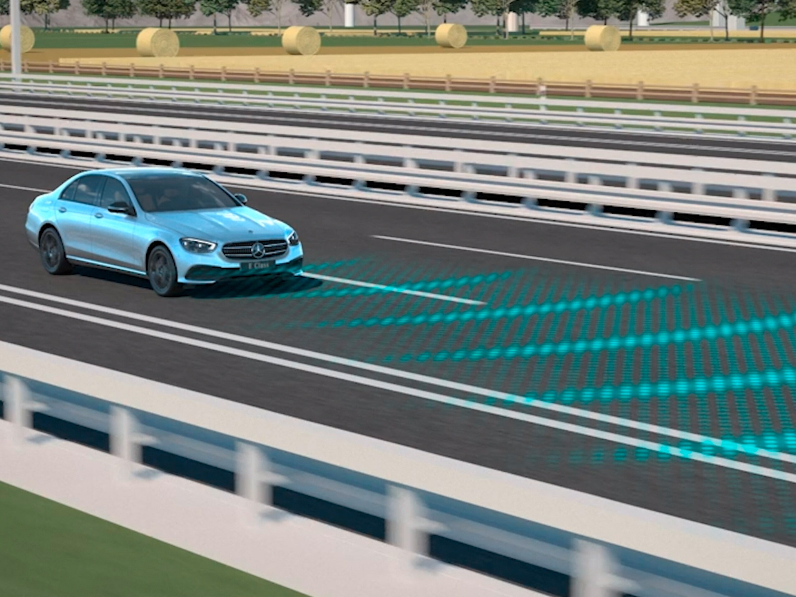 La vidéo montre le fonctionnement de l'assistant de régulation de distance DISTRONIC actif dans la Mercedes-Benz CLS Coupé.