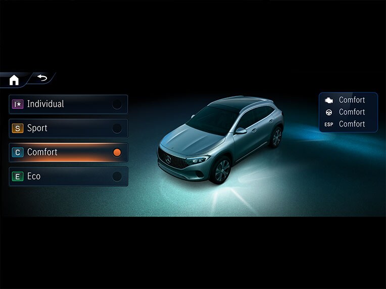 DYNAMIC SELECT dans le nouvel EQA de Mercedes-Benz.
