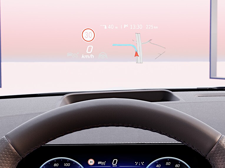 L'affichage tête haute du nouvel EQA de Mercedes-Benz.