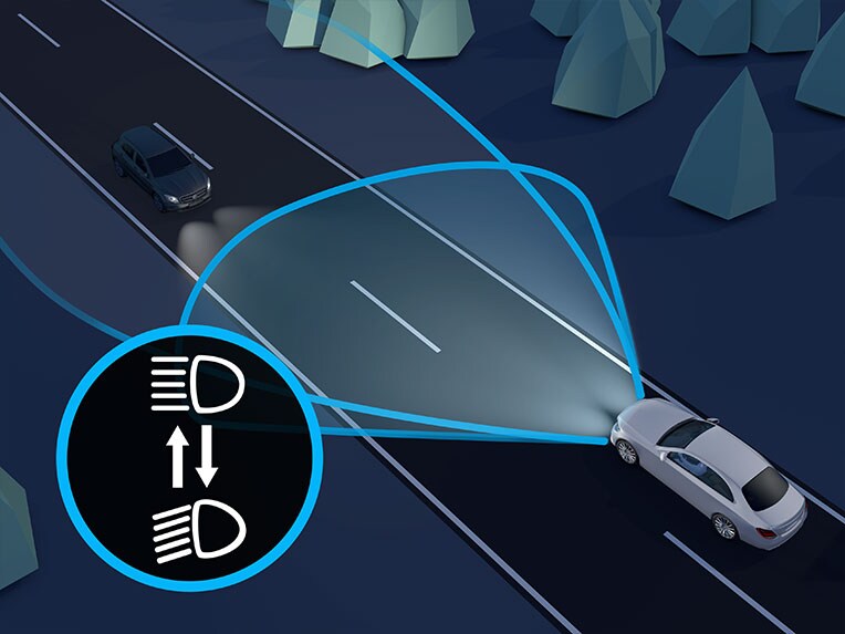 L’assistant de feux de route adaptatifs dans le nouvel EQB de Mercedes-Benz.