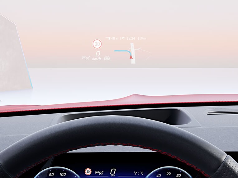 L’affichage tête haute du nouvel EQB de Mercedes-Benz.