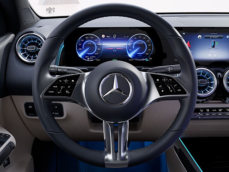Le nouveau volant du nouvel EQB de Mercedes-Benz.
