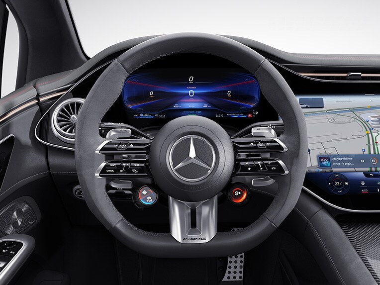 Le volant Performance AMG en cuir Nappa/microfibre MICROCUT.