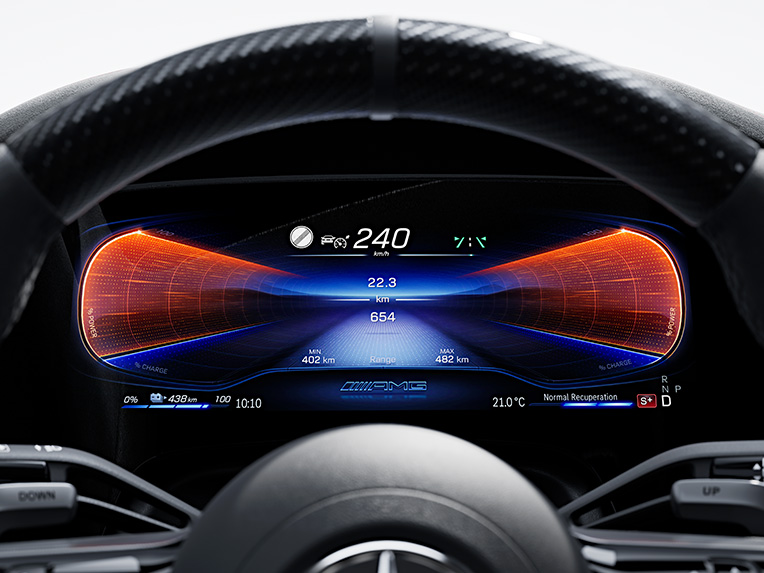Une illustration du Driver's Package AMG de la Mercedes-AMG EQE Berline.