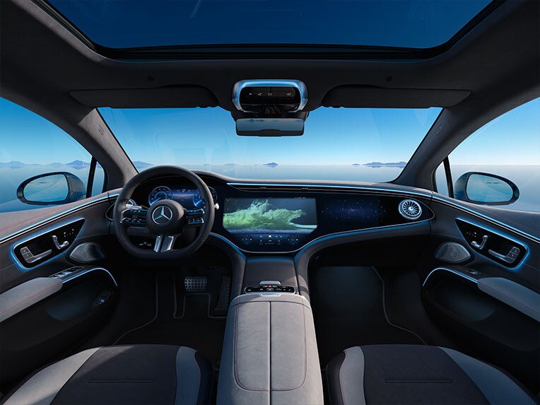 L'habitacle de la Berline EQS de Mercedes-Benz.