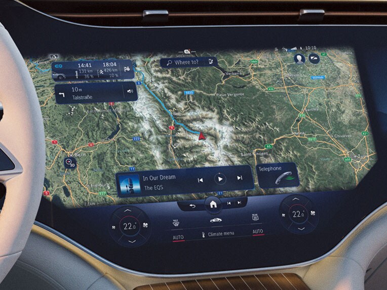 Navigation avec l’Electric Intelligence pour la Berline EQS.