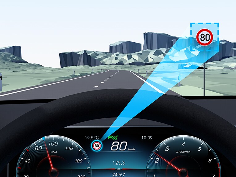 L'assistant de signalisation routière de la Berline EQS de Mercedes-Benz