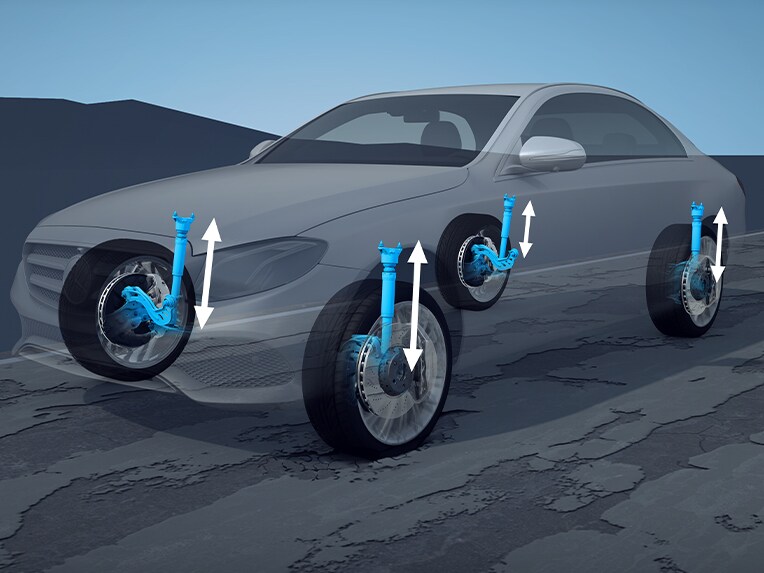 La suspension pneumatique AIRMATIC de la Berline EQS de Mercedes-Benz.
