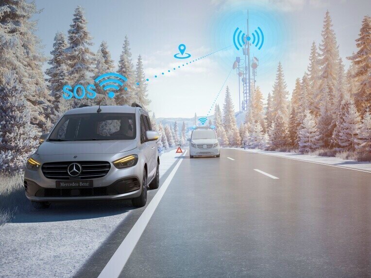 Le système d'appel d'urgence Mercedes-Benz de l'EQT.