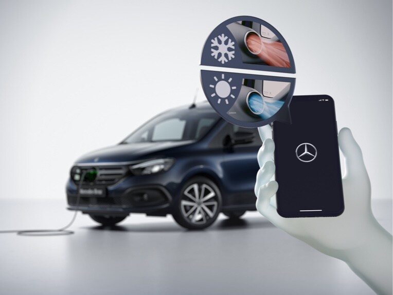 Fonctionnement de la préclimatisation dans la Mercedes-Benz EQT.