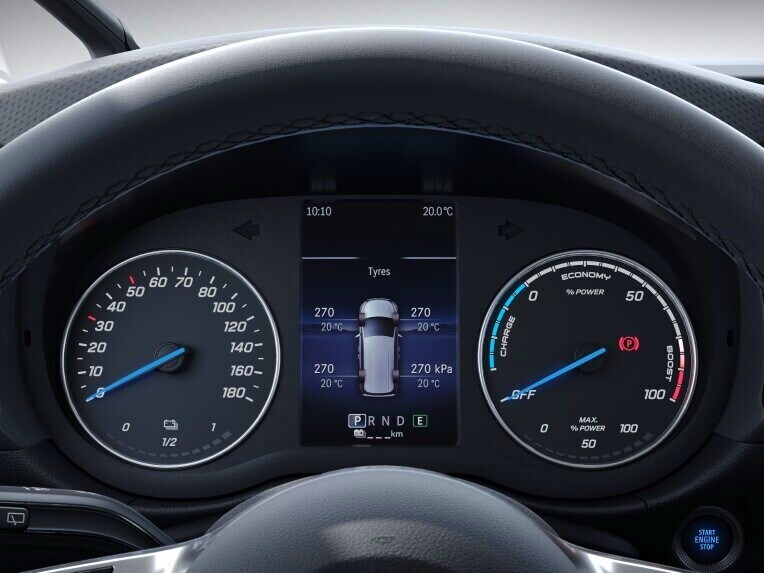 Système sans fil de contrôle de la pression des pneus sur les essieux avant et arrière de la Mercedes-Benz EQT.