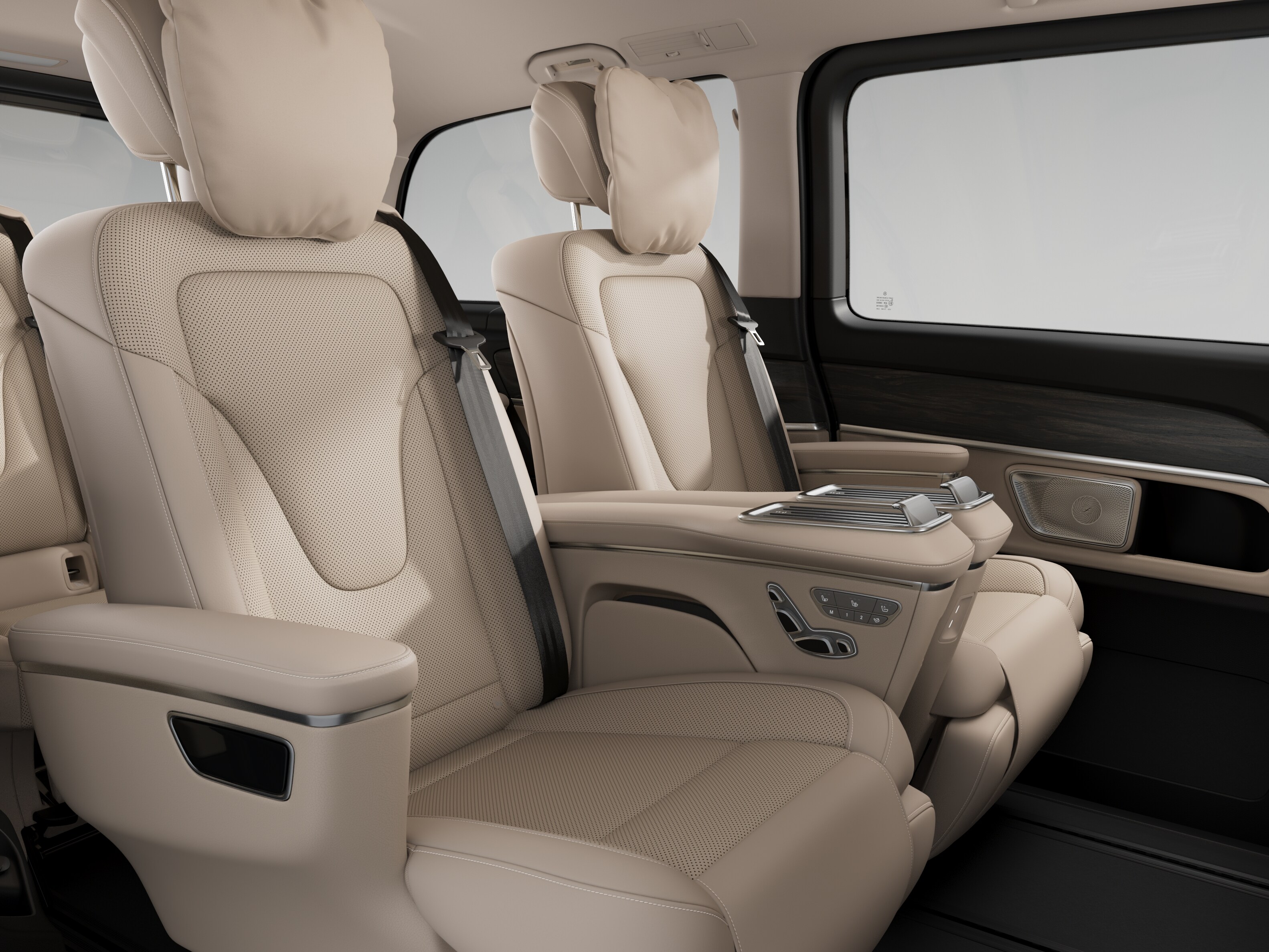 Les sièges luxe gauche et droit sur la 1re rangée de la Mercedes-Benz EQV.