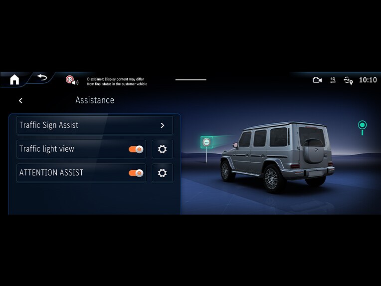 L'assistant de signalisation routière de la Mercedes-Benz Classe G entièrement électrique.