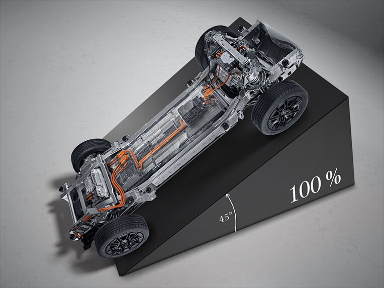 Aptitude maximale en côte de la Mercedes-Benz Classe G entièrement électrique.