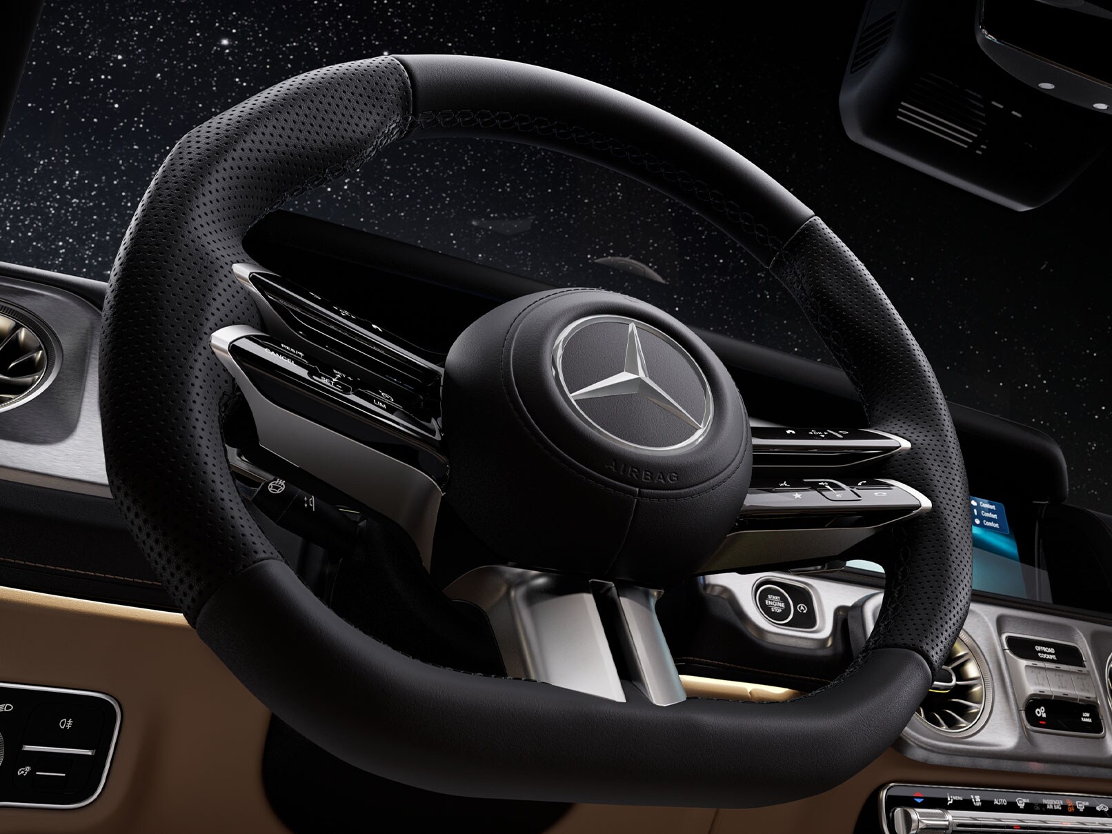 Le nouveau design du volant de la Mercedes-Benz Classe G.