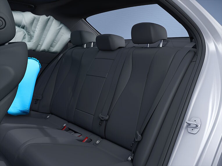 Illustration des airbags latéraux à l'arrière du nouveau GLB de Mercedes-Benz.