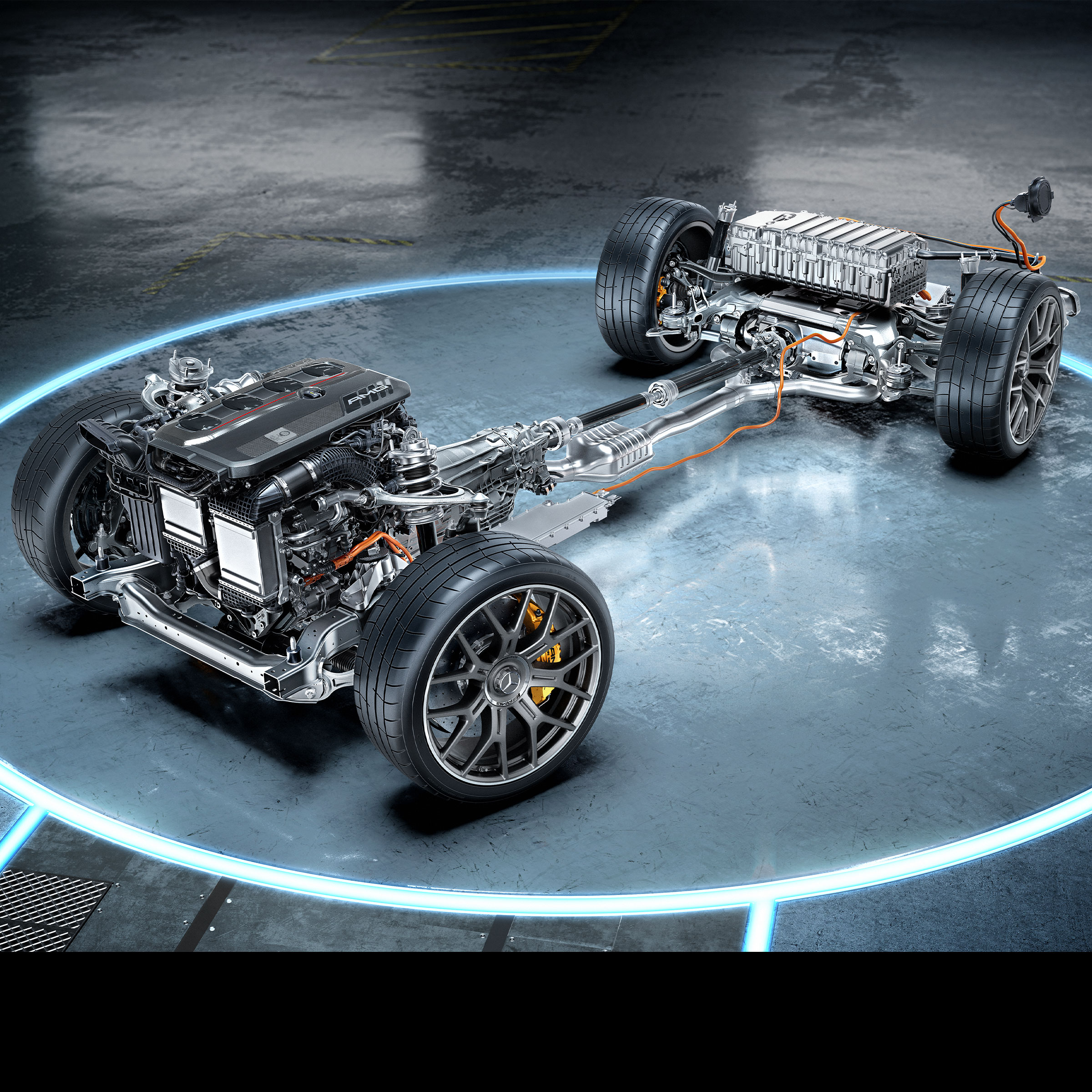 La chaîne cinématique de la Mercedes-AMG GLC 63 S E PERFORMANCE Coupé.
