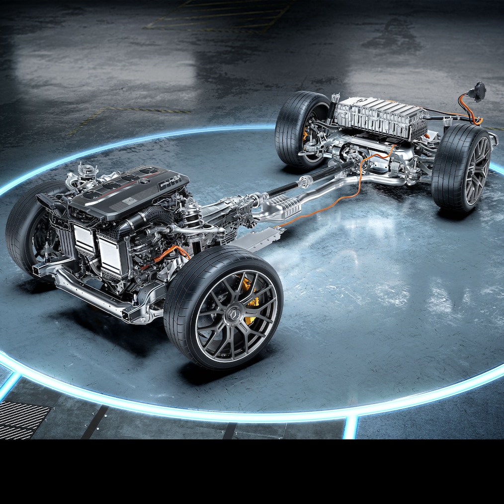 La chaîne cinématique de la Mercedes-AMG GLC 63 S E PERFORMANCE Coupé.