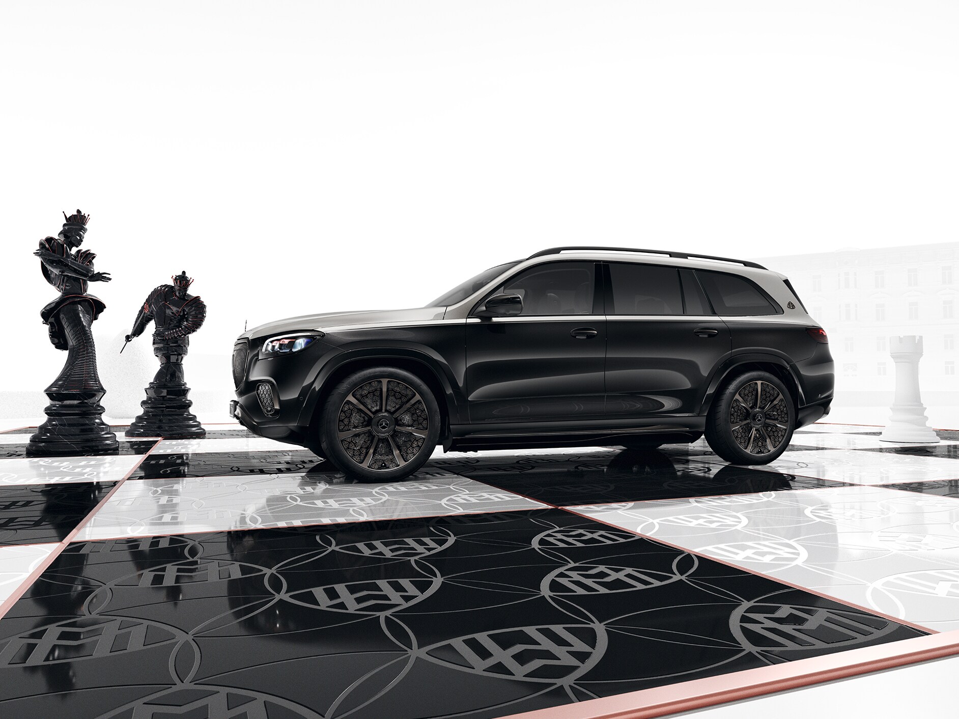 Mercedes-Maybach sur une échiquier
