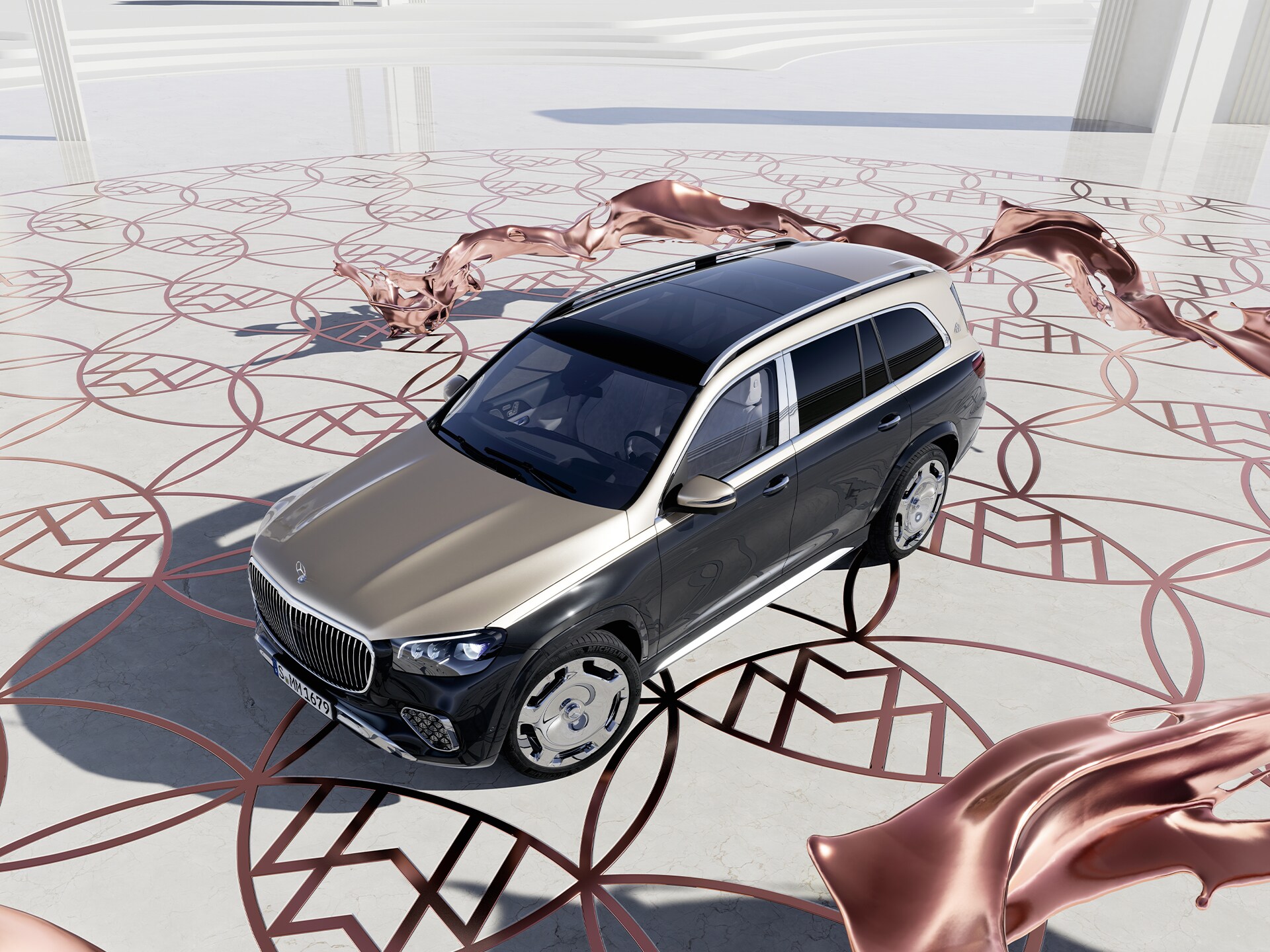 Vue de dessus de la Mercedes-Maybach GLS SUV.