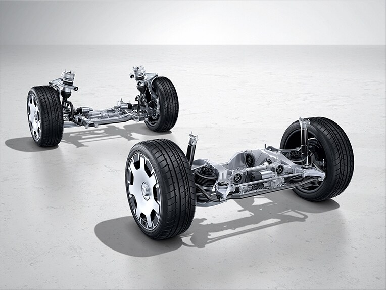 Une illustration du pack AIRMATIC de la Mercedes-Maybach EQS SUV.