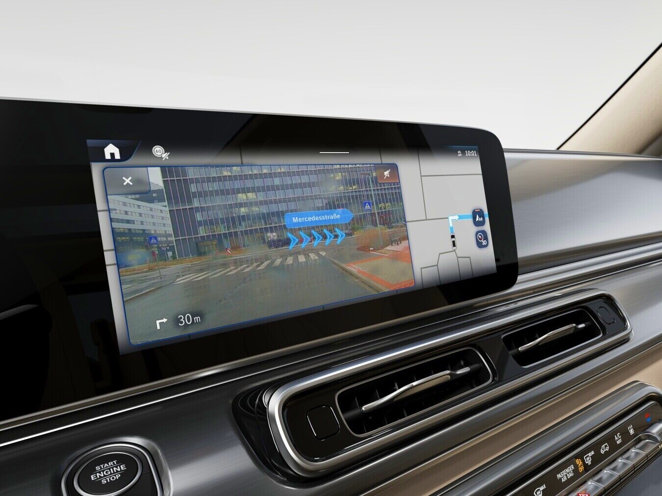Réalité augmentée MBUX pour la navigation de la Mercedes-Benz Classe V.