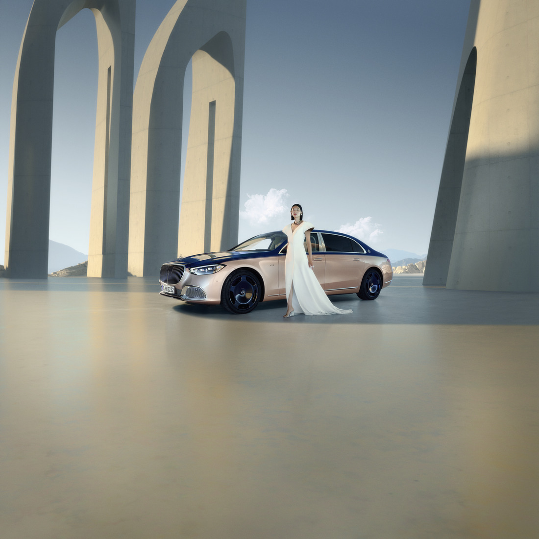 Expérience Mercedes-Maybach Voiture Haute Mercedes-Maybach Classe S avec une teinte rosée étincelante