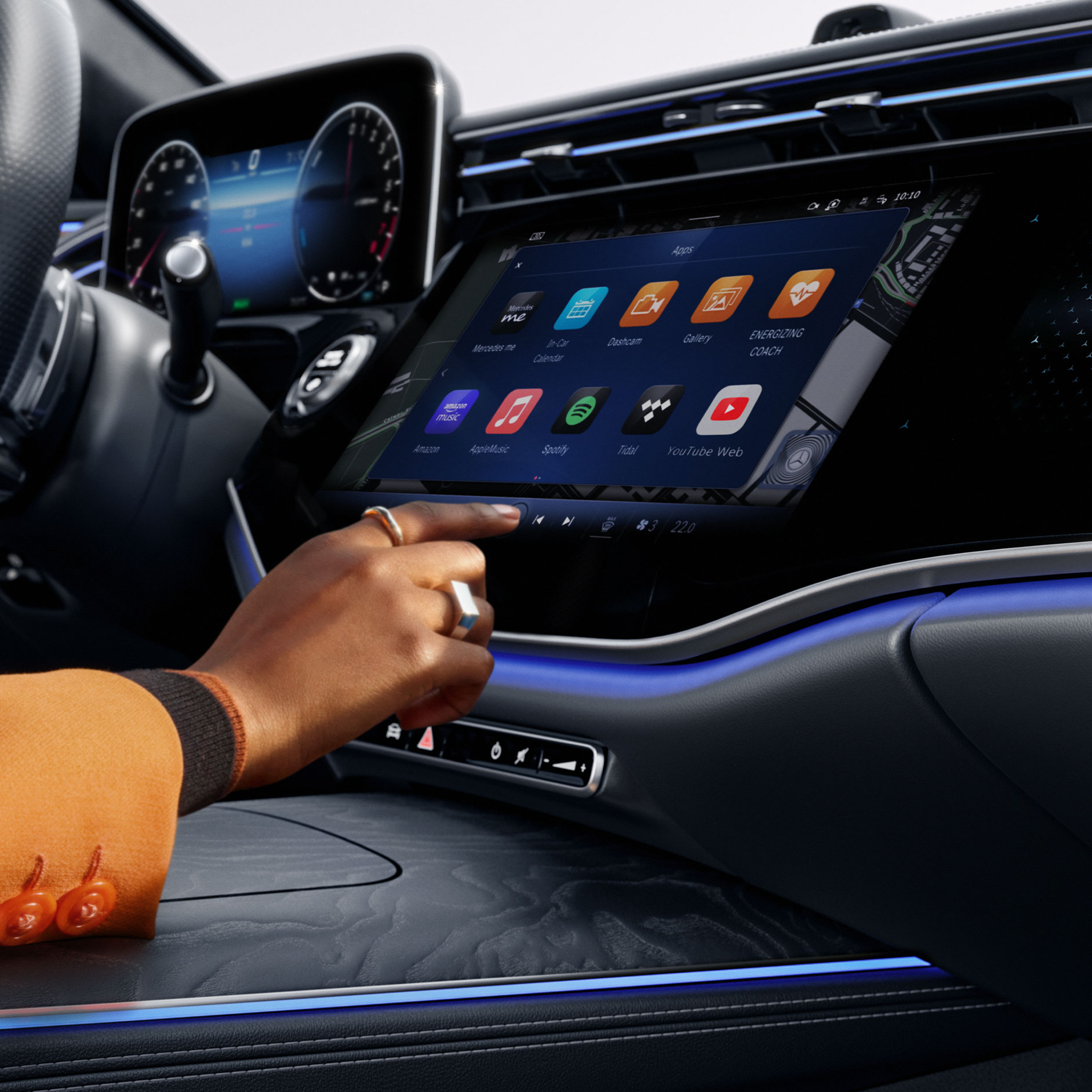 Commande intuitive | Système multimédia MBUX | Mercedes-Benz L’intérieur de la Mercedes-Benz Classe E berline.