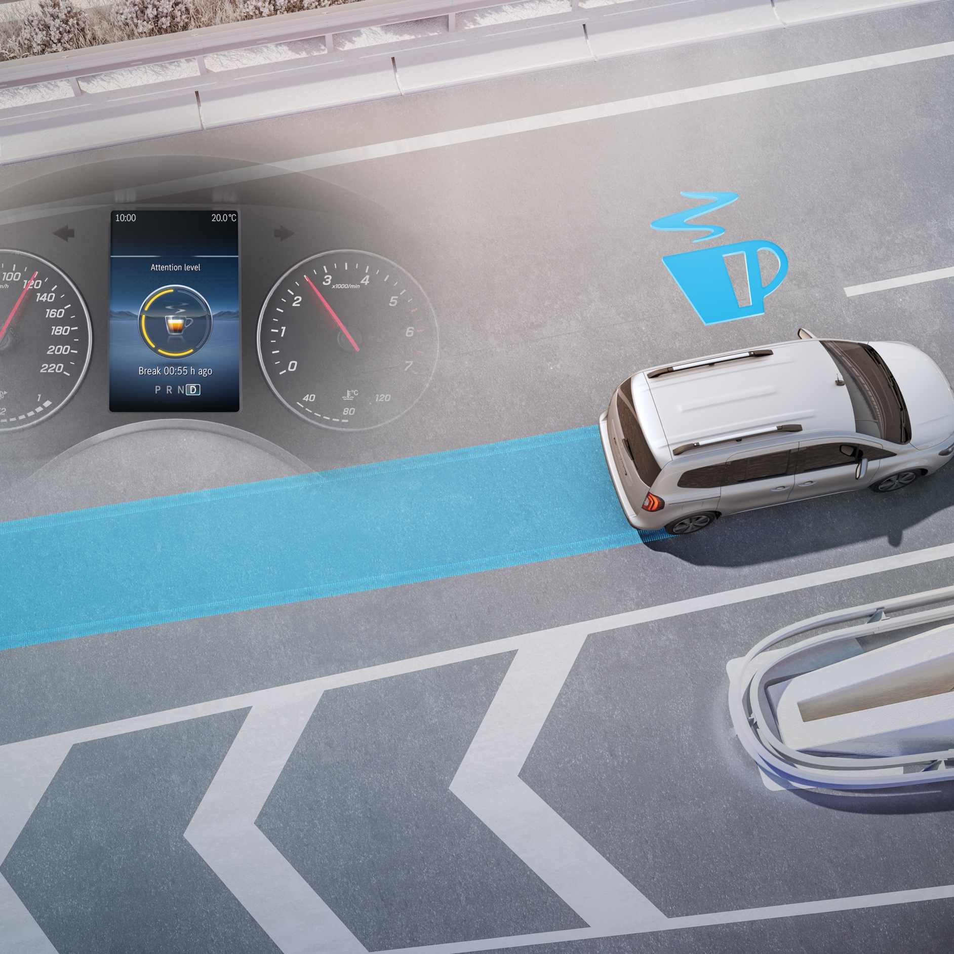 ATTENTION ASSIST | Citan fourgon | Mercedes-Benz Le système ATTENTION ASSIST dans le Mercedes-Benz Citan fourgon.