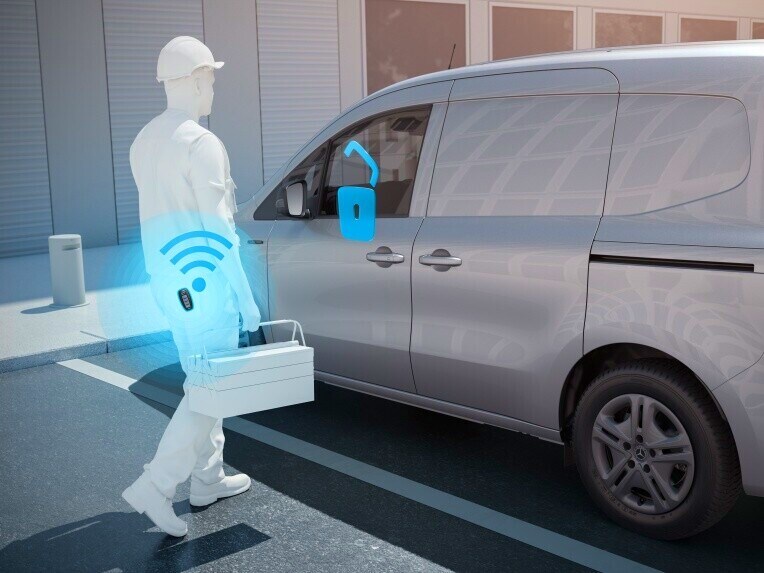 Déverrouillage sans clé avec KEYLESS-GO dans le Mercedes-Benz Citan fourgon.