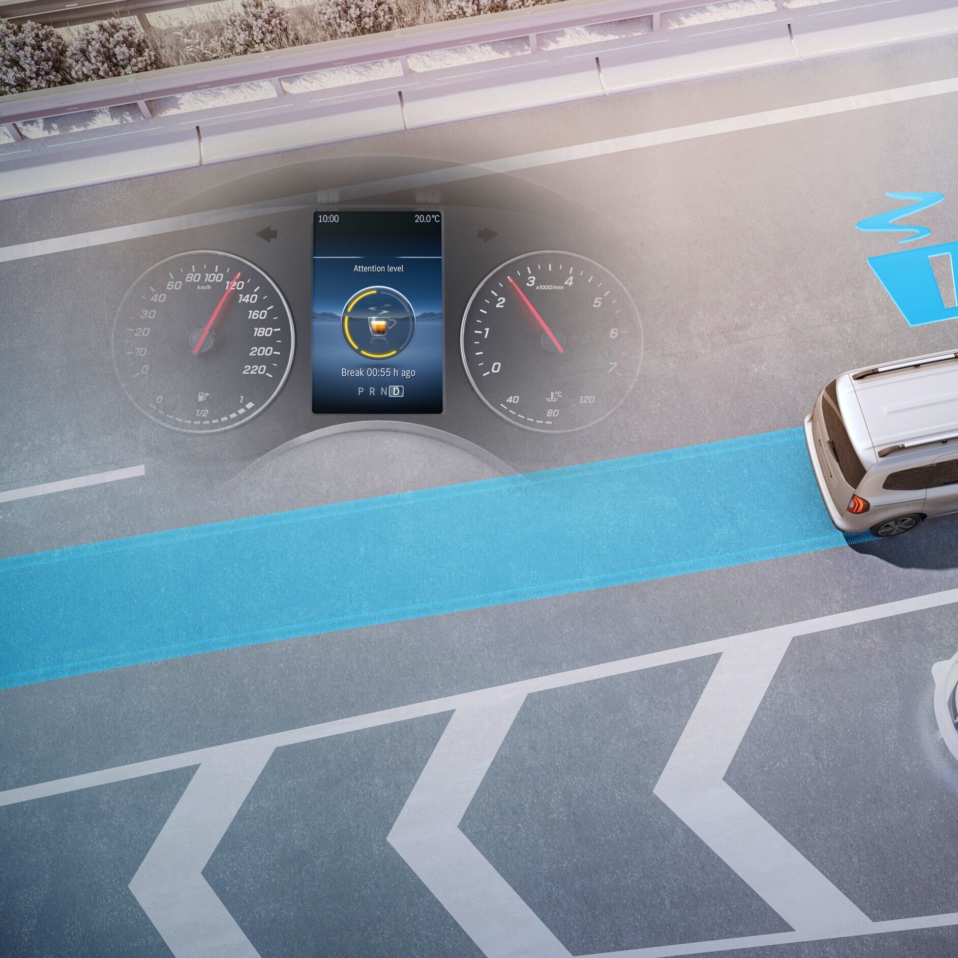 ATTENTION ASSIST | eCitan fourgon | Mercedes-Benz Le système ATTENTION ASSIST dans le Mercedes-Benz eCitan fourgon.