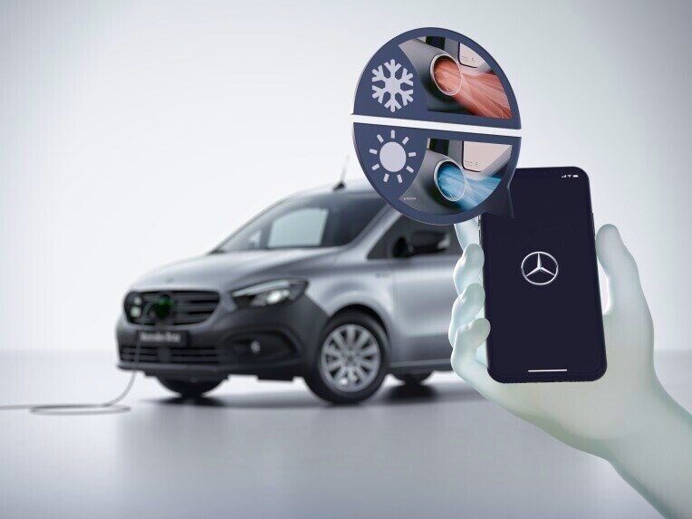 La préclimatisation dans le Mercedes-Benz eCitan fourgon.